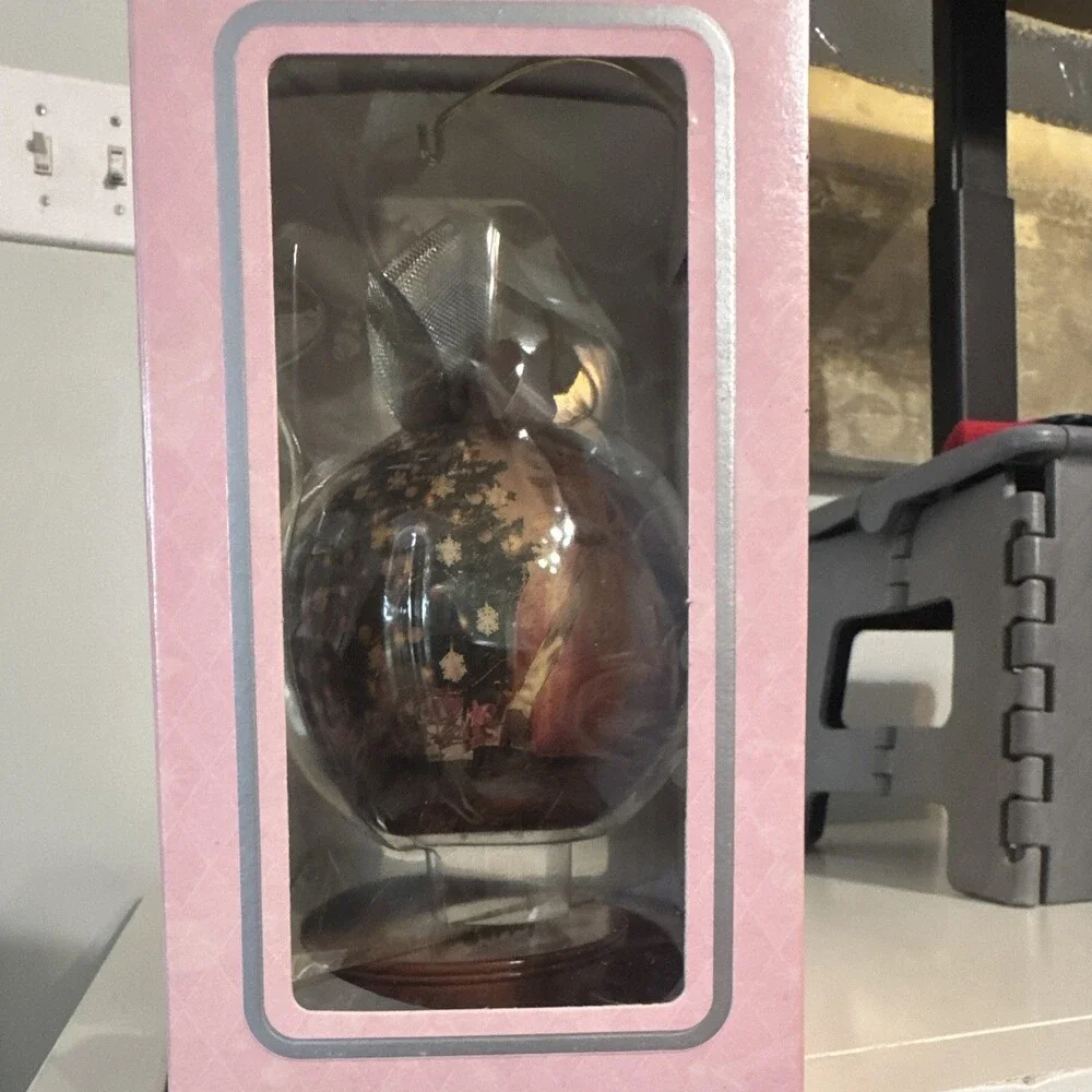 Wal Mart Barbie Christmas Holiday Round Ball Ornament w/ Wooden Stand